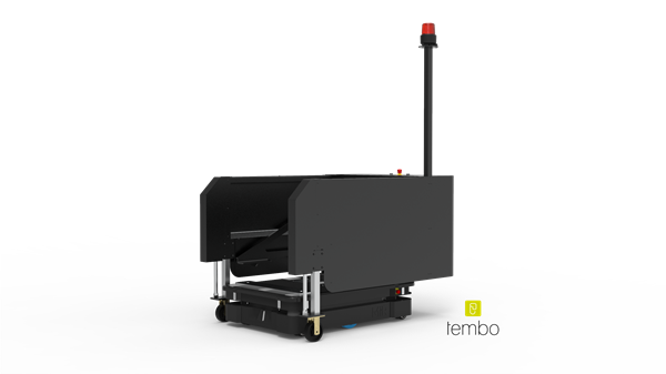 Primer diseño de robot AMR tipo mouse capaz de recoger pallets y entregar pallets a nivel de suelo.